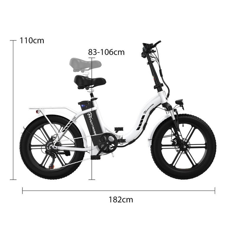 Bicicletă electrică pliabilă pentru adulți, 20"*4.0, baterie 13Ah - EK6