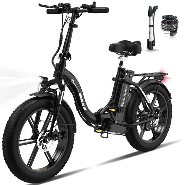 EVERCROSS Bicicleta eléctrica plegable para adulto neumático 4.0 batería 13Ah - EK6 Negro