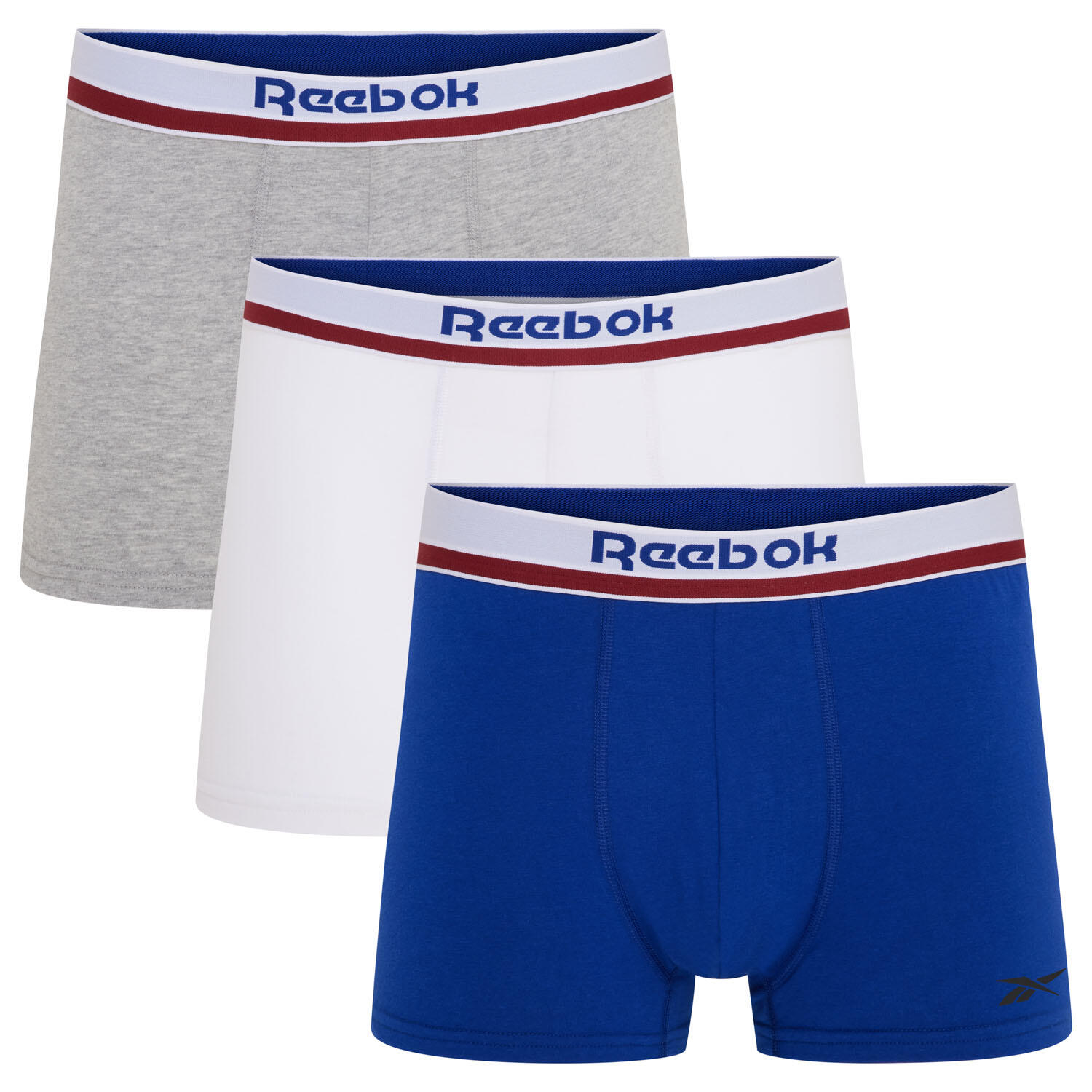 REEBOK Mens Reebok Cotton Trunks JAZIEL - Grey Marl/White/Classic Cobalt