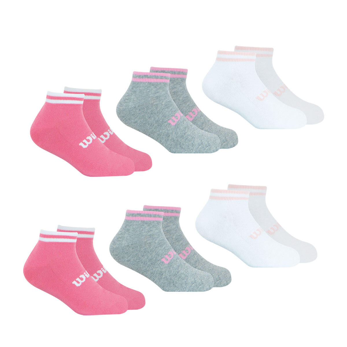 Wilson - Lot De 3 Paires De Chaussettes Basses Fille Essentiel - Chaussettes - Rose - 35/38 - Decathlon