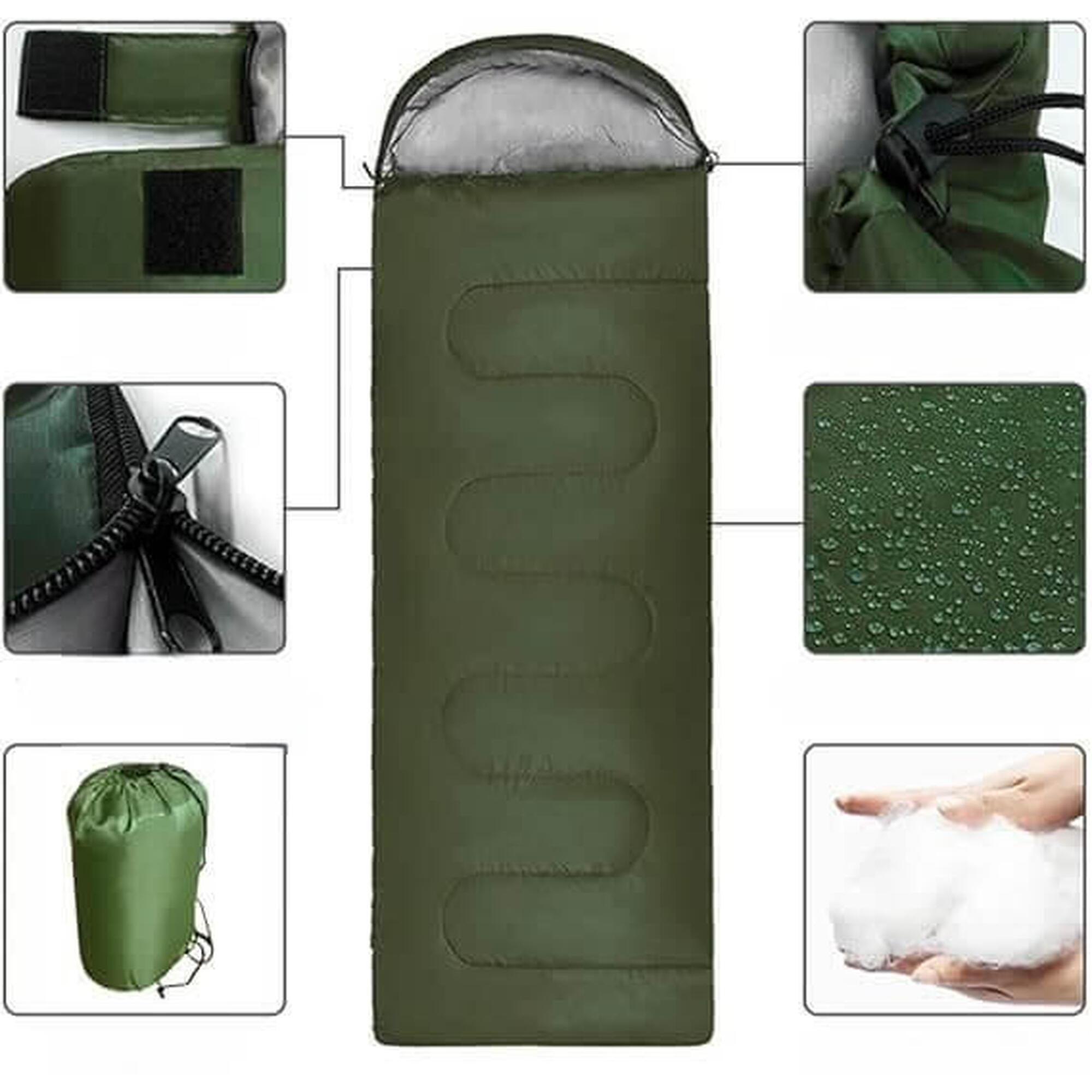 Sac de dormit plic cu gluga La Paz, 210x75 cm, army
