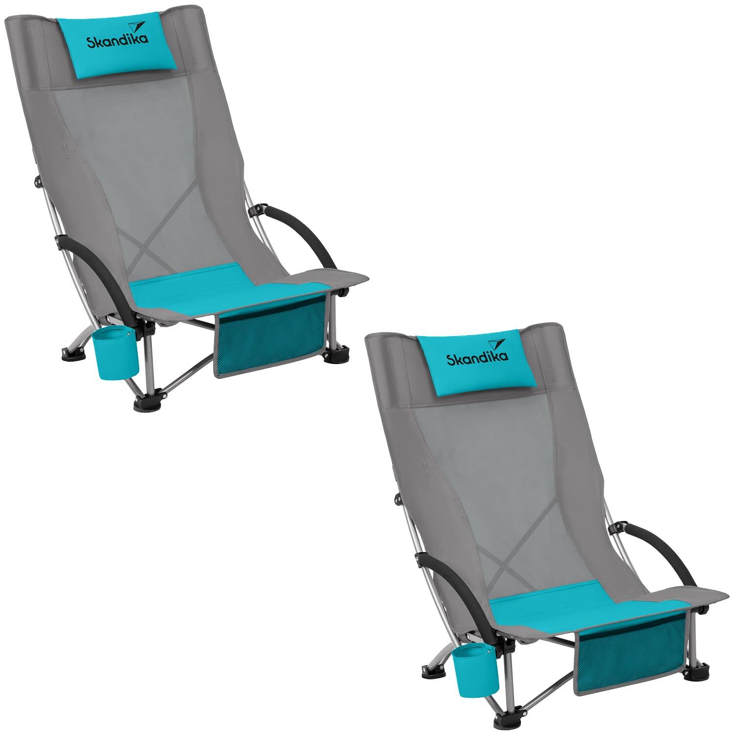 Skandika - Seconde Vie - Lot De 2 Chaises De Plage Beach - Pliable - Sac De Transport - Chaise - Gris - Taille Unique - Decathlon