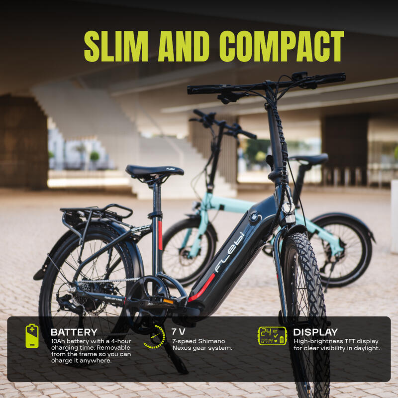 Bicicletă electrică de oraș Swan, 24", albă | Autonomie 70 km - Baterie 10,4 Ah