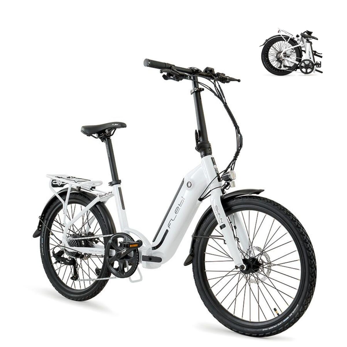 FLEBI Bicicleta eléctrica de turismo Swan 24" Branca | Autonomia 70km - Bateria 10.4Ah