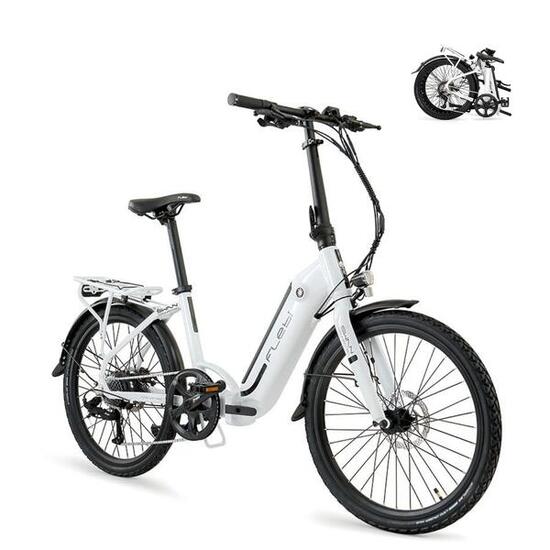 Bicicletta elettrica pieghevole da turismo Swan White | Ruote da 24