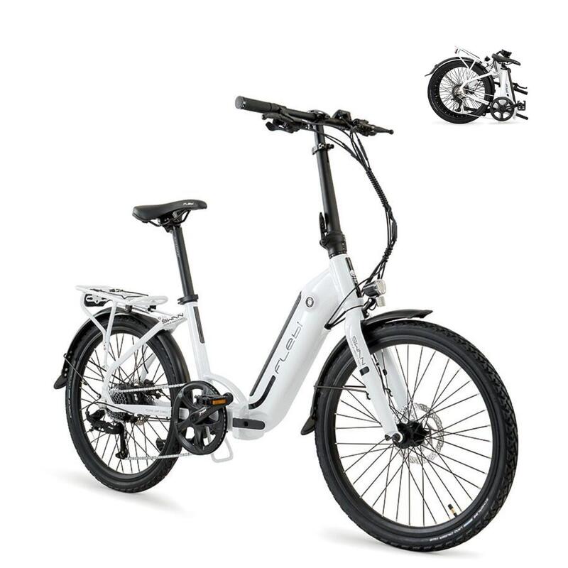 Bicicletă electrică de oraș Swan, 24", albă | Autonomie 70 km - Baterie 10,4 Ah