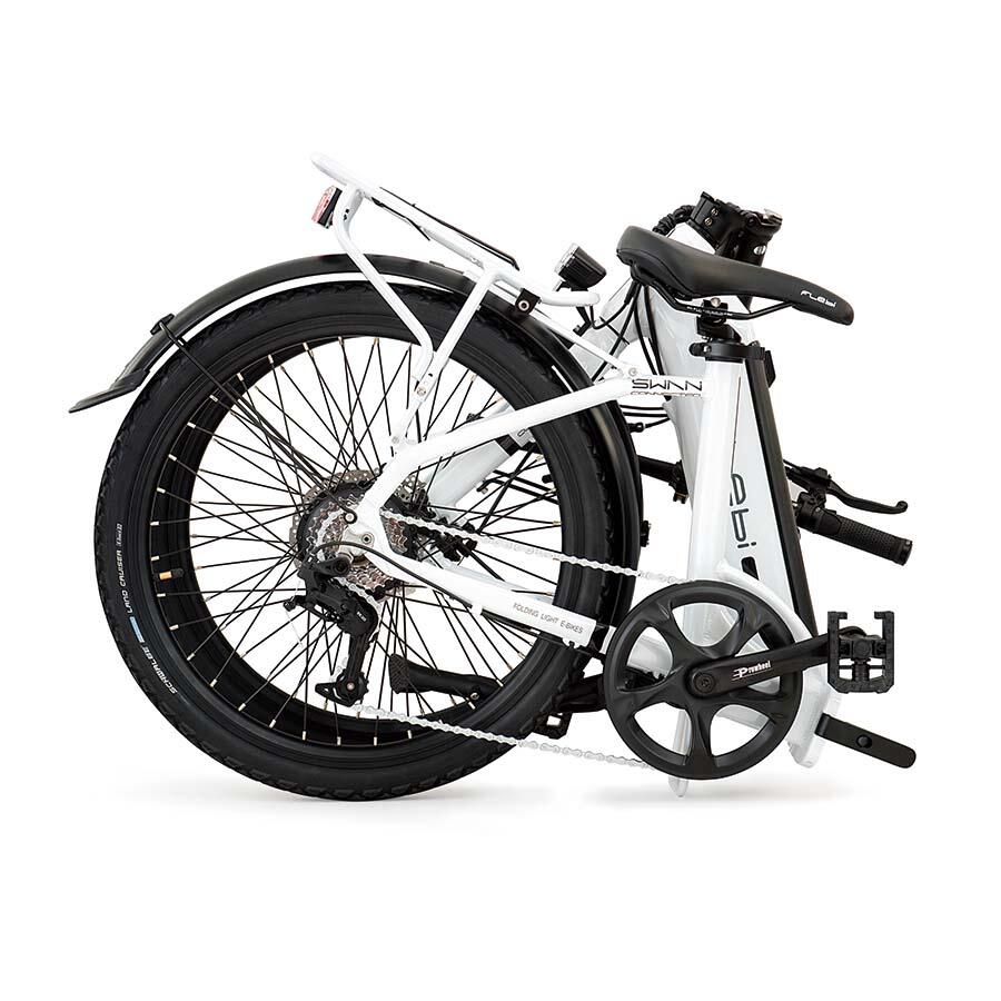 Vélo de ville électrique pliant Swan 24" white | Autonomie 70km, Batterie 10.4Ah 3/9