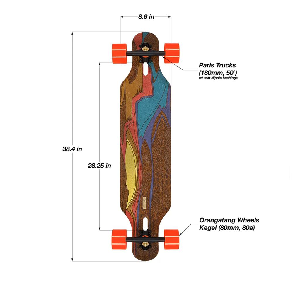 LOADED Icarus Longboard mit Kegels und Nippeln Flex 1 38,4" 2/4