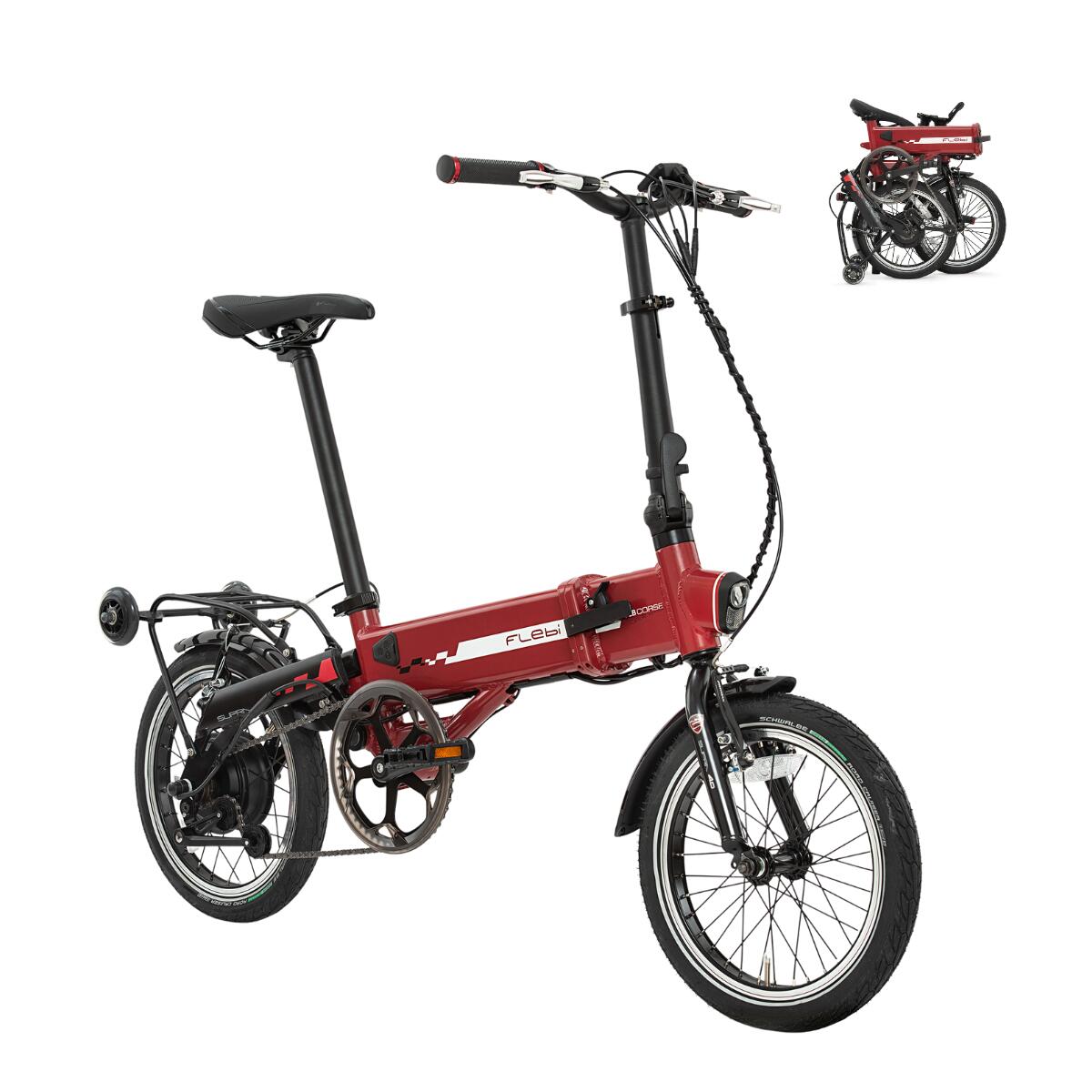 FLEBI Elektro-Faltrad Supra 4.0 lite Racing red | 16-Zoll-Räder | Reichweite 50 km