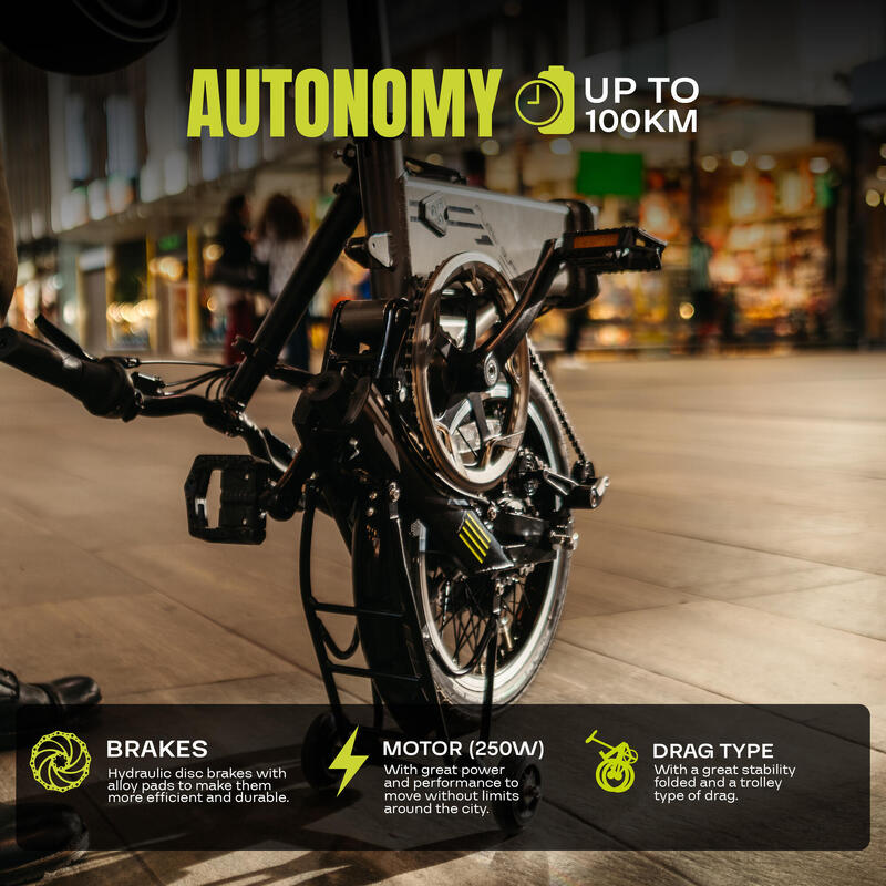 Vélo électrique pliant Supra 4.0+ Titanium grey | Roues 16" | Autonomie 90 km