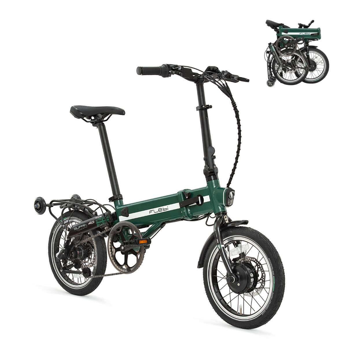 FLEBI Opvouwbare elektrische fiets Supra 4.0 British green | 16” | Actieradius 70 km