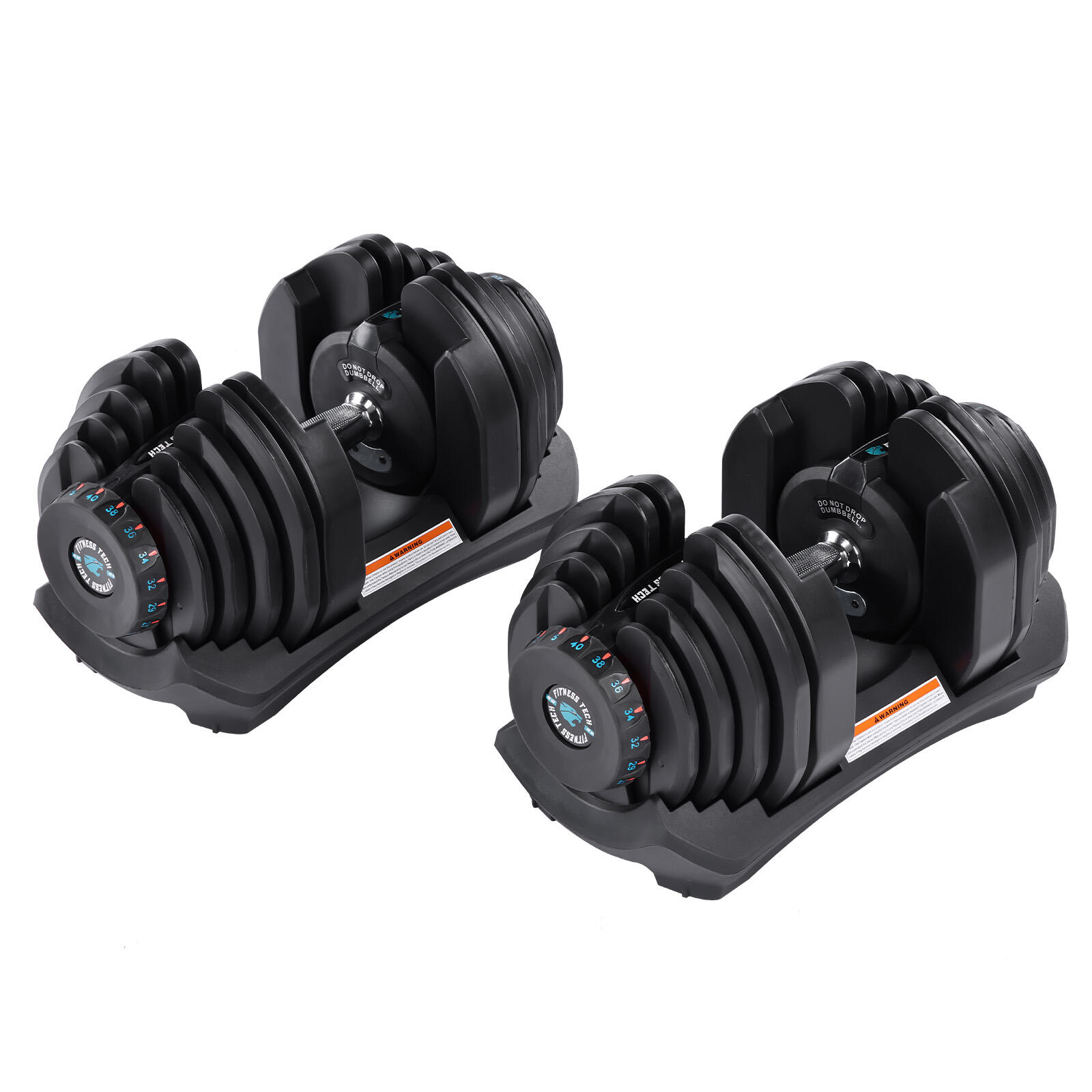 Conjunto de 2 halteres ajustáveis de 5kg a 40kg fitness tech