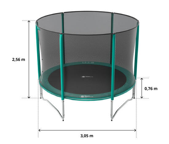 Trampoline Rond Jump'Up 300cm - Filet de Protection, Echelle + Kit d'ancrage 6/8