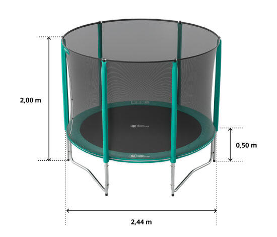 Trampoline Rond Jump'Up 250cm - Filet de Protection, Echelle + Kit d'ancrage 6/8