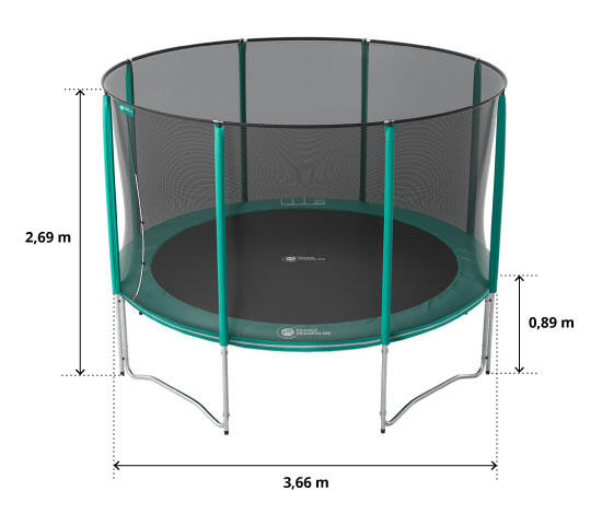 Trampoline Rond Jump'Up 360cm - Filet de Protection, Echelle + Kit d'ancrage 7/8