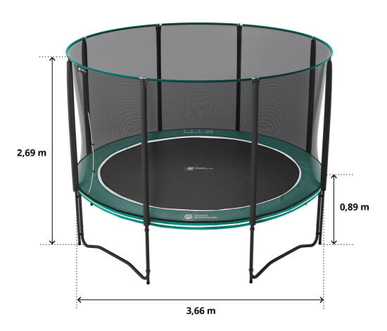 Trampoline Boost’up 360cm - Filet de protection, échelle + Kit d'ancrage 6/8