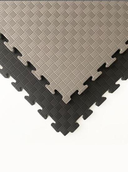 Set 5 Tatami Puzzle Fitness Tech Professionnel 100x100x4 cm Noir et Gris