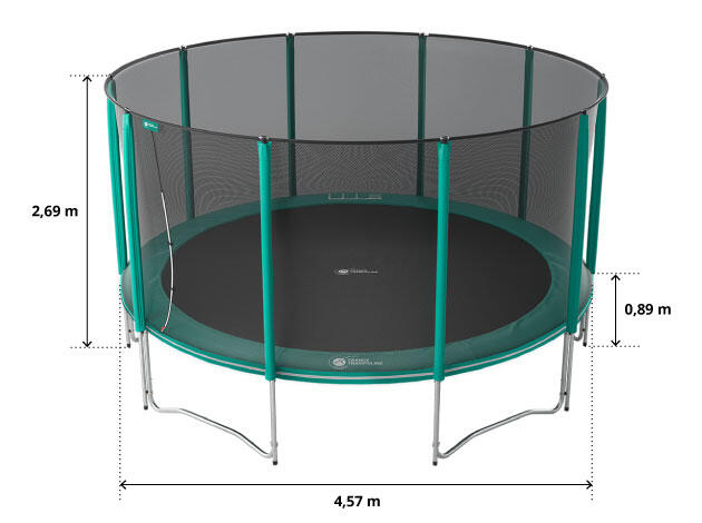 Trampoline Rond Jump'Up 460cm - Filet de Protection, Echelle + Kit d'ancrage 6/8