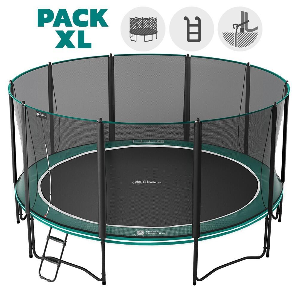 Trampoline Boost’up 490cm - Filet de protection, échelle + Kit d'ancrage 7/8