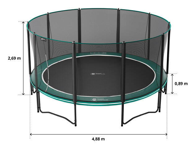 Trampoline Boost’up 490cm - Filet de protection, échelle + Kit d'ancrage 6/8