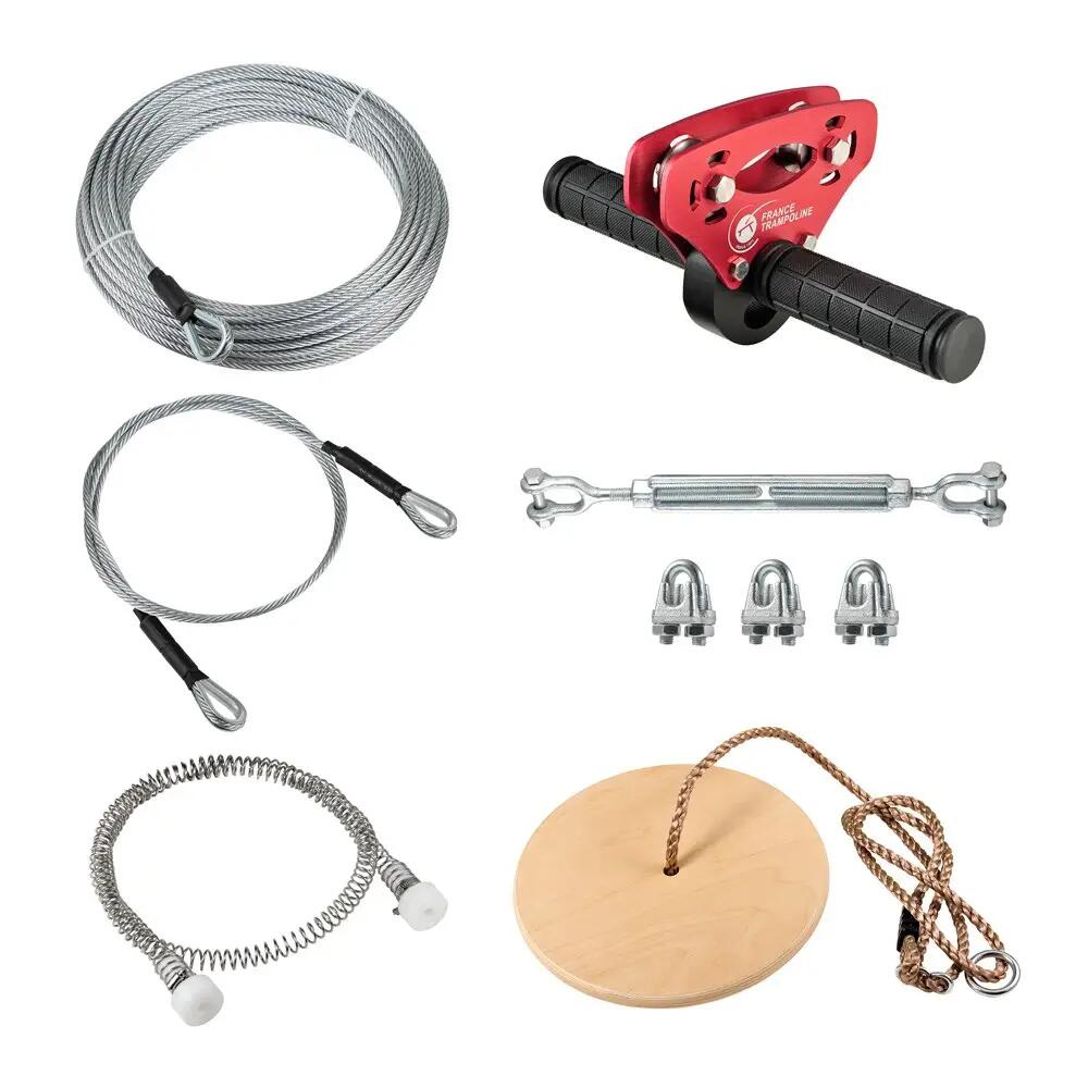 France Trampoline - Tyrolienne Xl Infinity 45m - Câble Épais, Poulie Poignées Antidérapantes, Frein - Tyrolienne - Gris|rouge - Decathlon