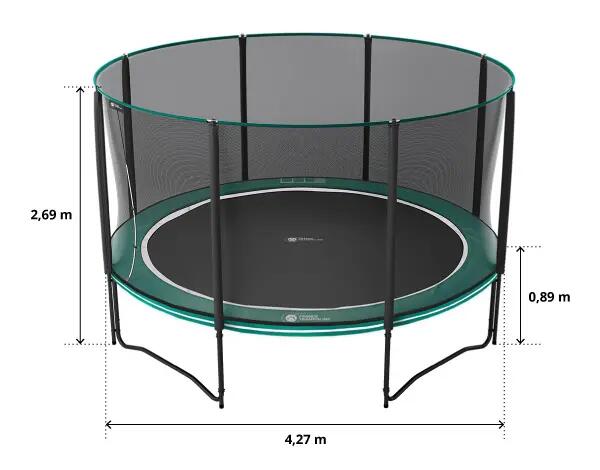 Trampoline Boost’up 430cm - Filet de protection, échelle + Kit d'ancrage 6/8