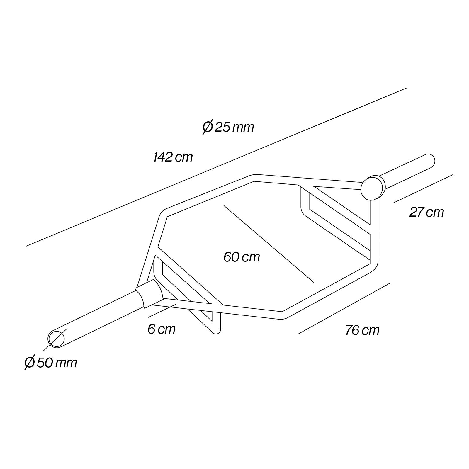 Barre olympique hexagonale pour squats Fitness Tech 50 mm 700 lb / 320 kg 2/7
