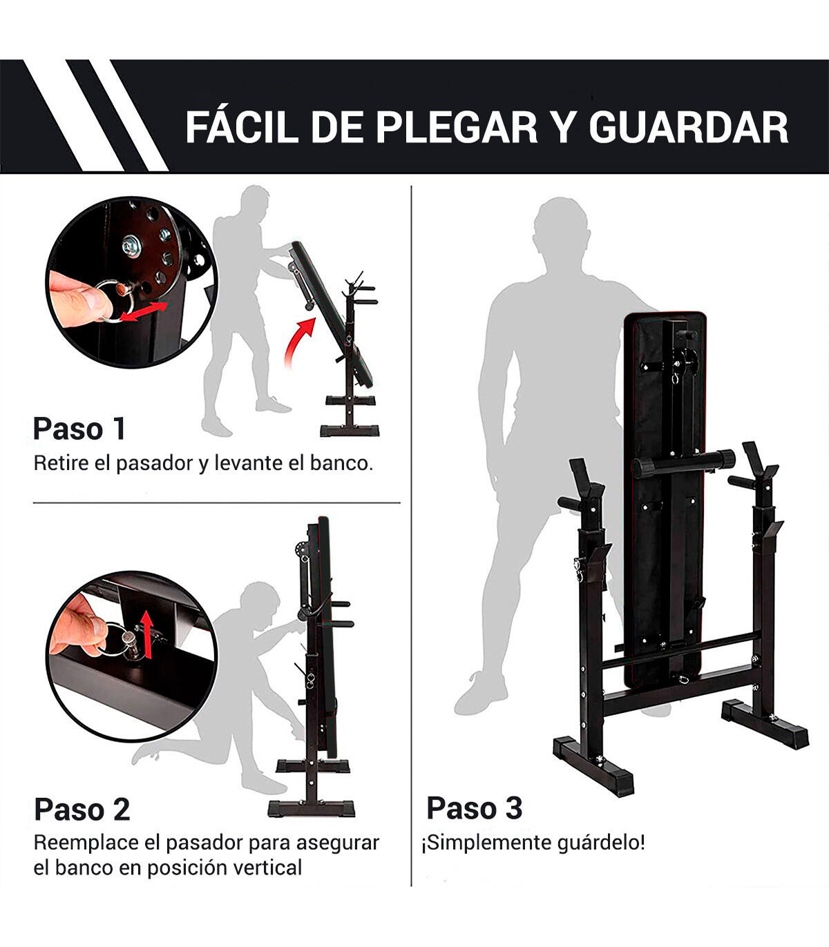 Press Banca Musculación Reclinable Fitness Tech 5/7