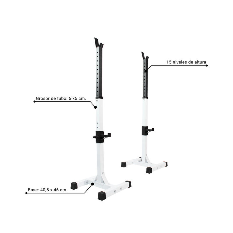 Squat Rack Développé/Squat Blanc Fitness Tech