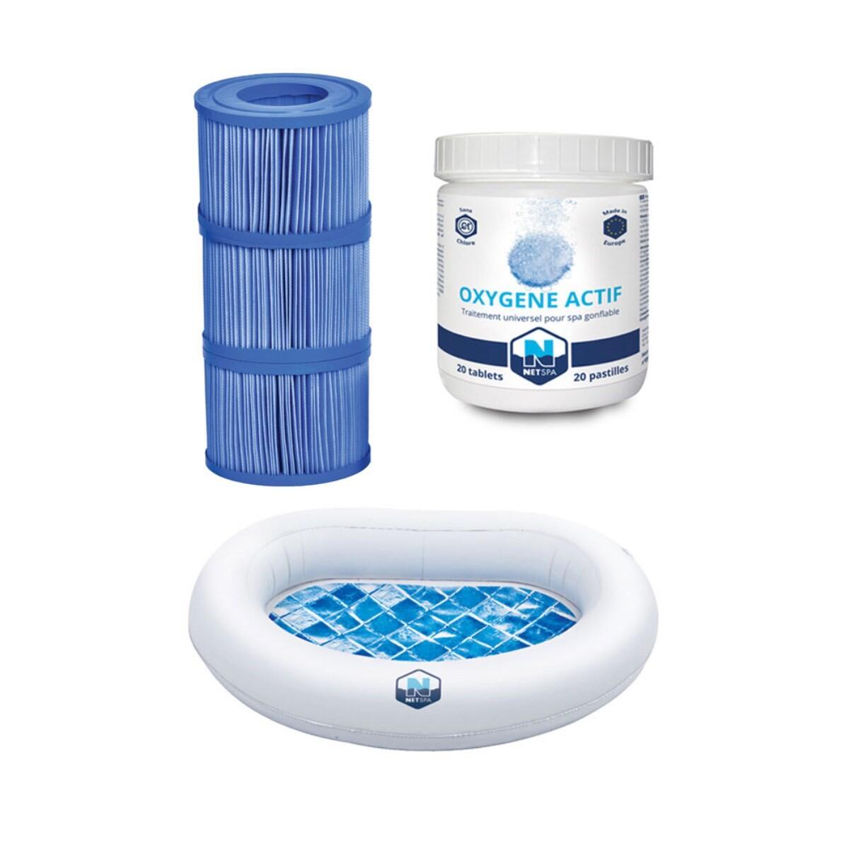 Netspa - Pack Accessoires Spa Netspa Premium : Filtration, Oxygène Actif, Appui-tête - Système De Filtration D'Eau - Blanc|gris - No Size - Decathlon