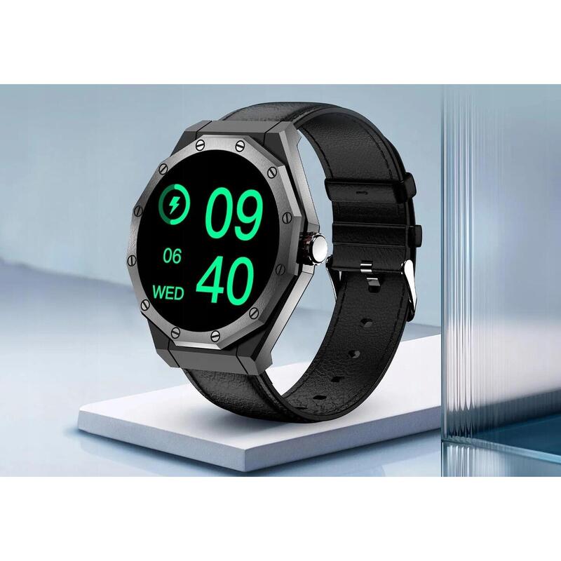 Montre intelligente Kiano Elegance Black, noire, Bluetooth, NFC, modes sportifs