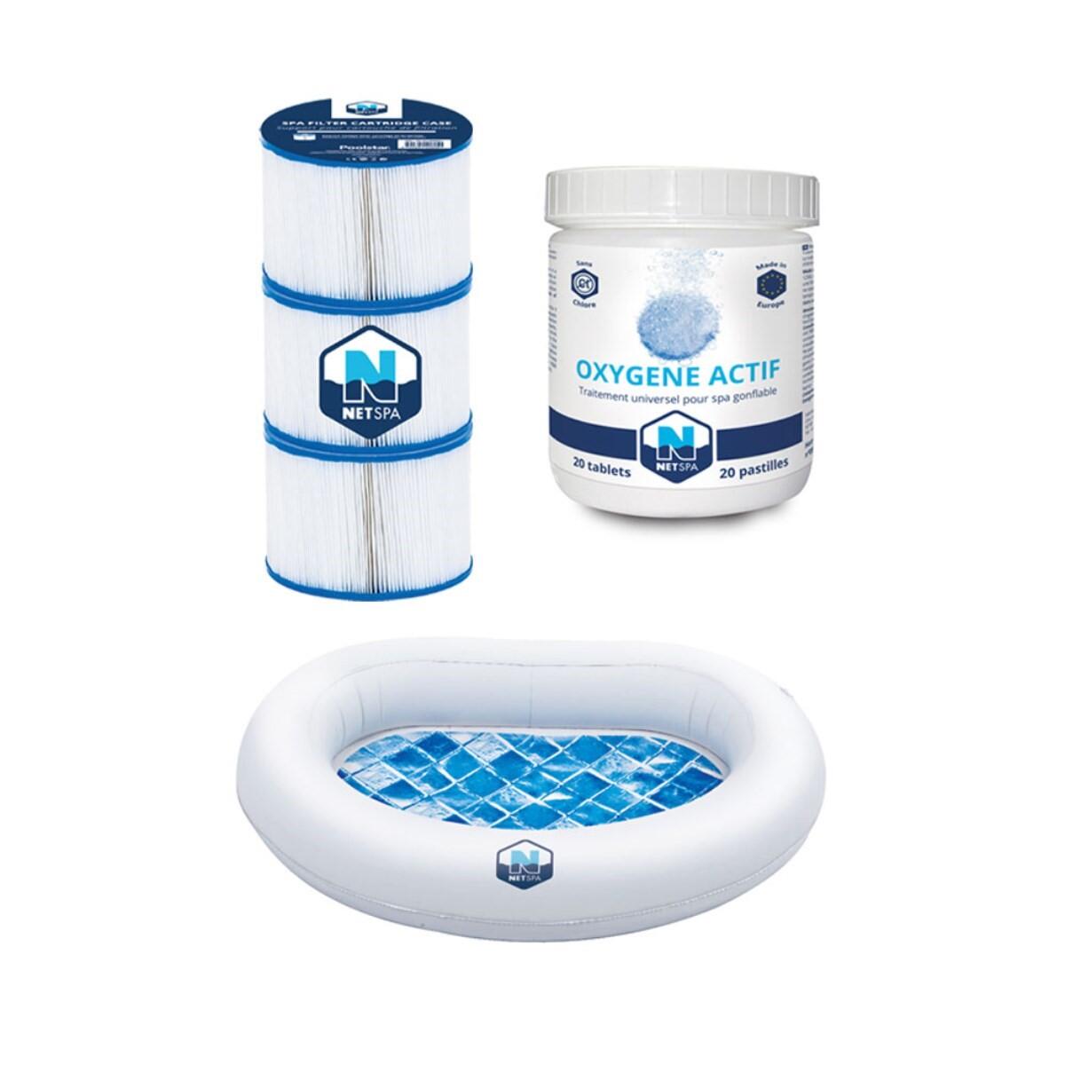 Netspa - Pack Accessoires Spa Netspa : Filtration, Oxygène Actif, Appui-tête - Système De Filtration D'Eau - Blanc|gris - No Size - Decathlon