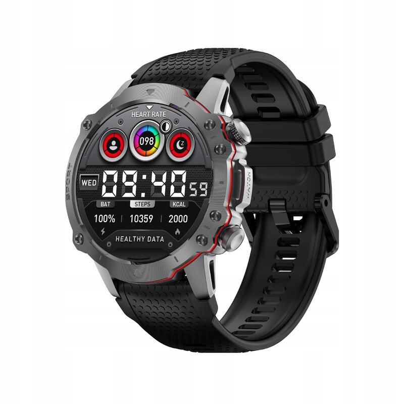 Montre intelligente Kiano Watch Sport Black, noire, homme, Bluetooth, NFC