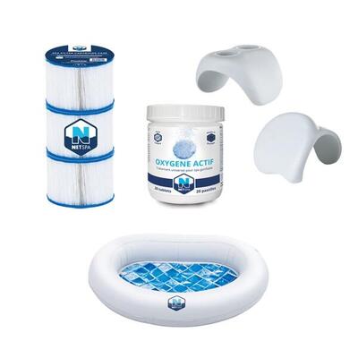 Pack spa-accessoires netspa:filtratie. actieve zuurstof. hoofdsteun. voetspoeler