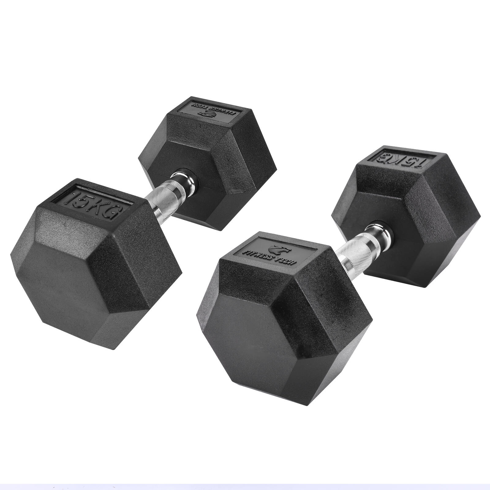 Halteres Hexagonais 15kg Fitness Tech – Conjunto com 2 Unidades