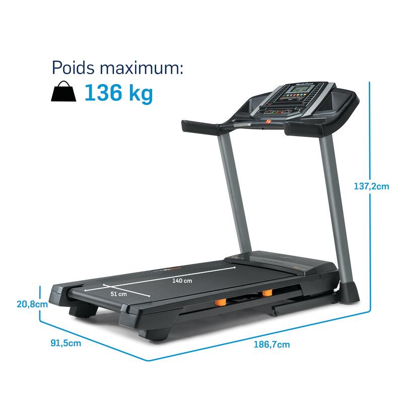 Běžecký pás NordiTrack pro běh a chůzi s 5“ displejem a úsporným designem