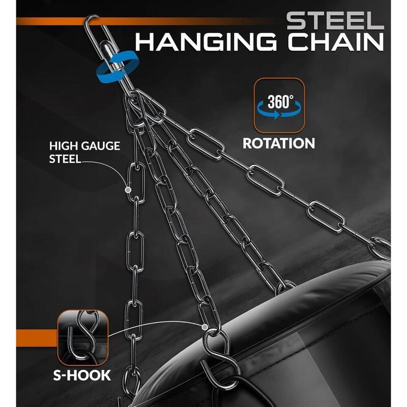 Set sac de box RDX 5ft, pre-umplut, mănuși și lanț incluse, 152 cm