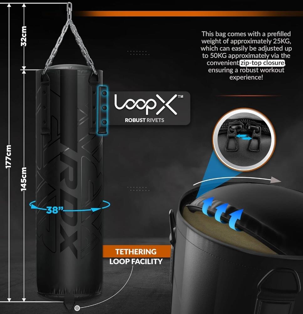 Boxsack – RDX KARA F6 – Schwarz – 150 cm 4/4
