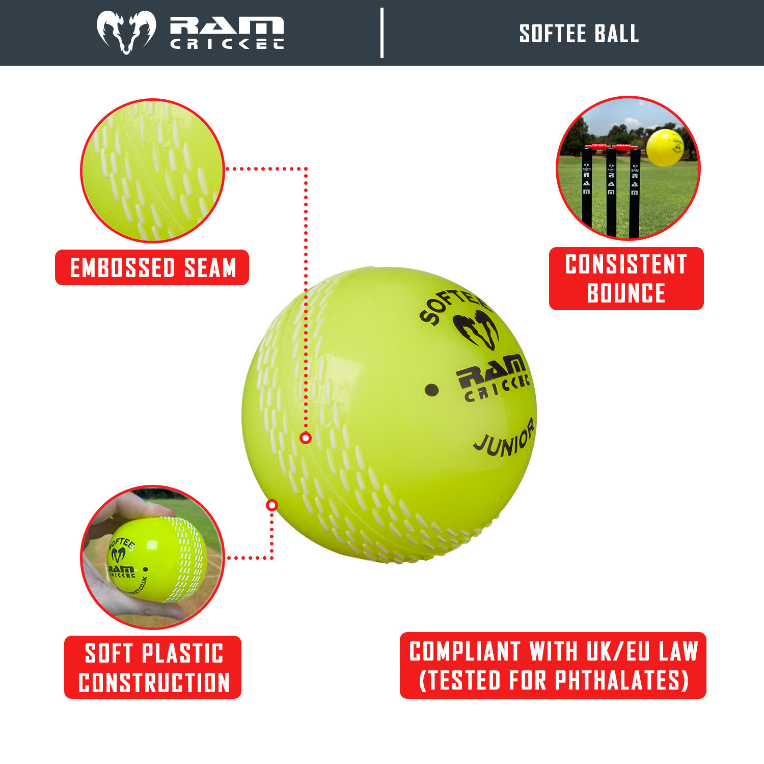 Ram Cricket Softee Ball - Box of 6 3/3