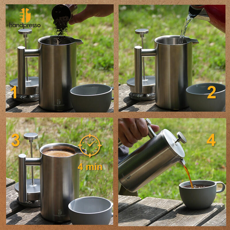 Cafetière à piston Handpresso French Press 60cl – inox double paroi 3/7