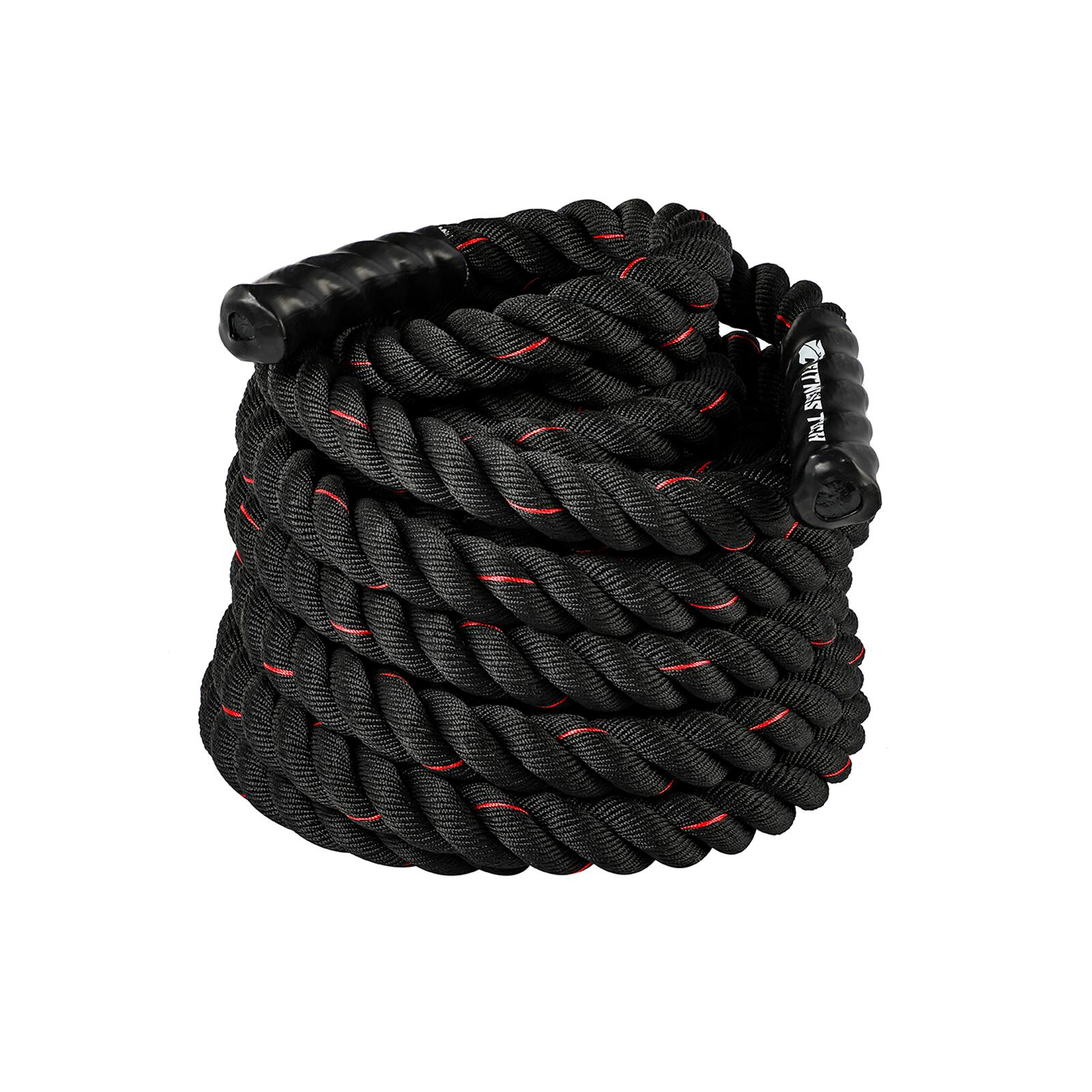 Corde de Combat 12m x 50mm 13kg Noire et Rouge Fitness Tech 6/7