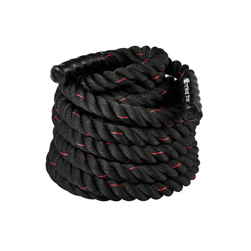 Corde de Combat 12m x 50mm 13kg Noire et Rouge Fitness Tech