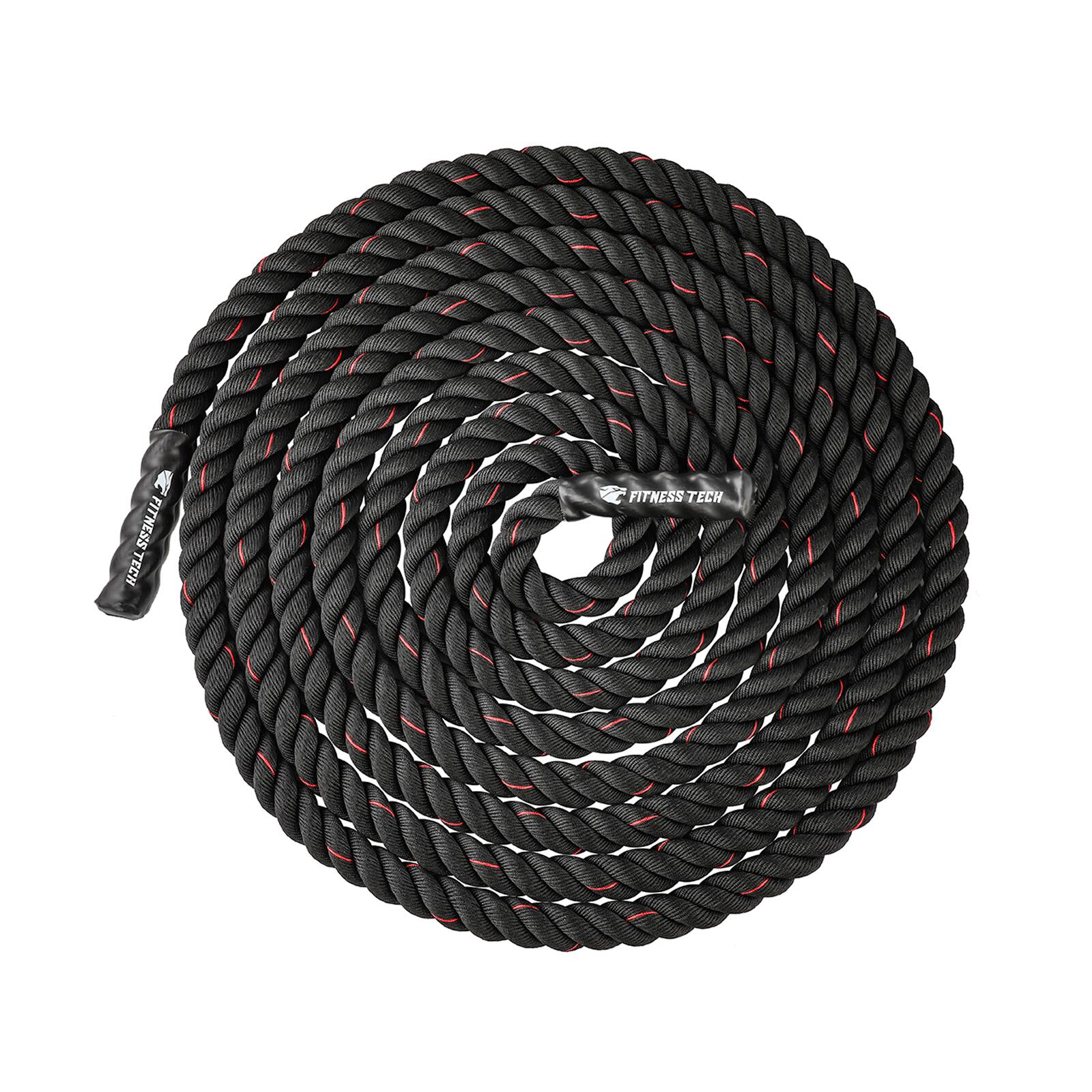 Corde de Combat 12m x 50mm 13kg Noire et Rouge Fitness Tech 5/7