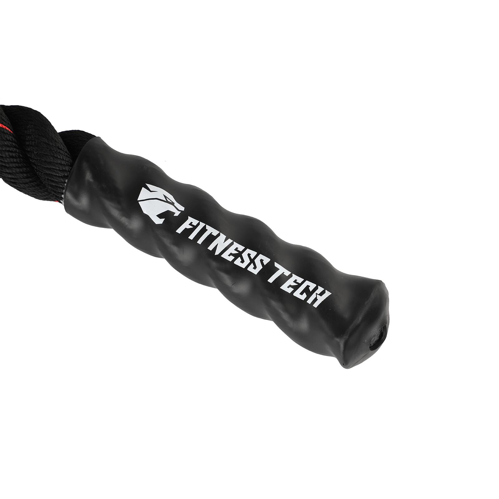Corde de Combat 12m x 50mm 13kg Noire et Rouge Fitness Tech 4/7
