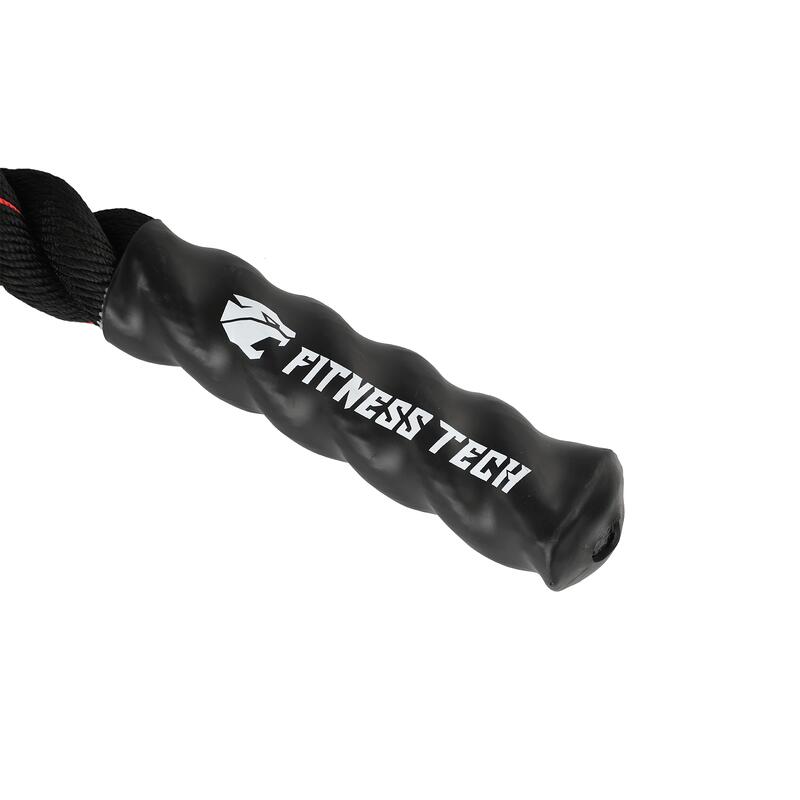 Corde de Combat 12m x 50mm 13kg Noire et Rouge Fitness Tech