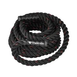 Corde de Combat 12m x 50mm 13kg Noire et Rouge Fitness Tech