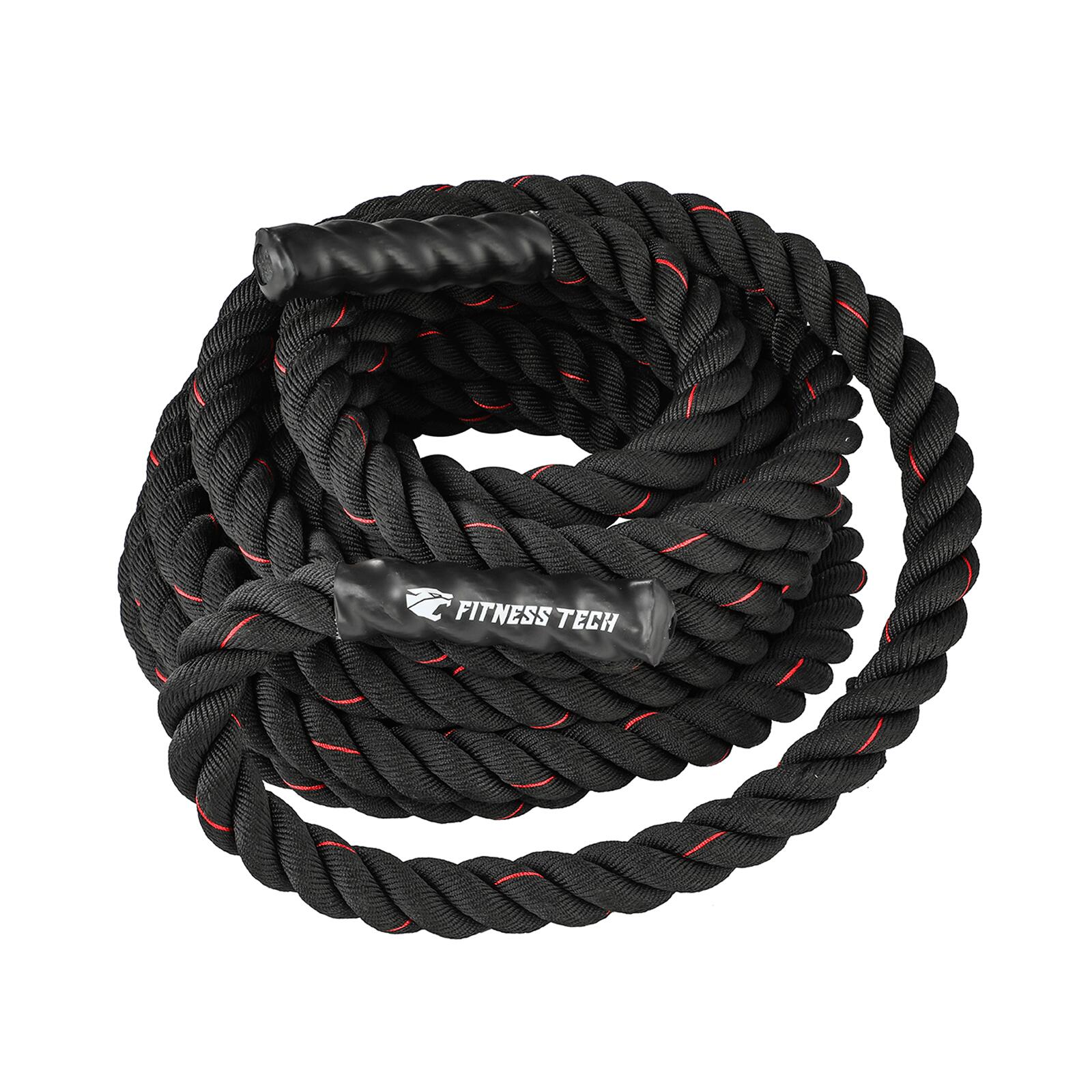 FITNESS TECH Cuerda de Combate Fitness Tech 12m x 50mm 13kg Negro y Rojo
