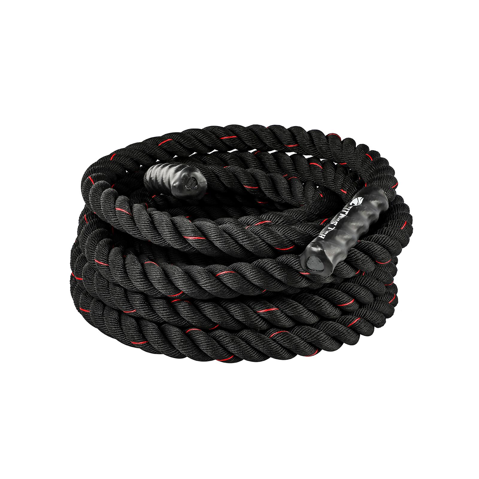 Corde de Combat 12m x 50mm 13kg Noire et Rouge Fitness Tech 2/7