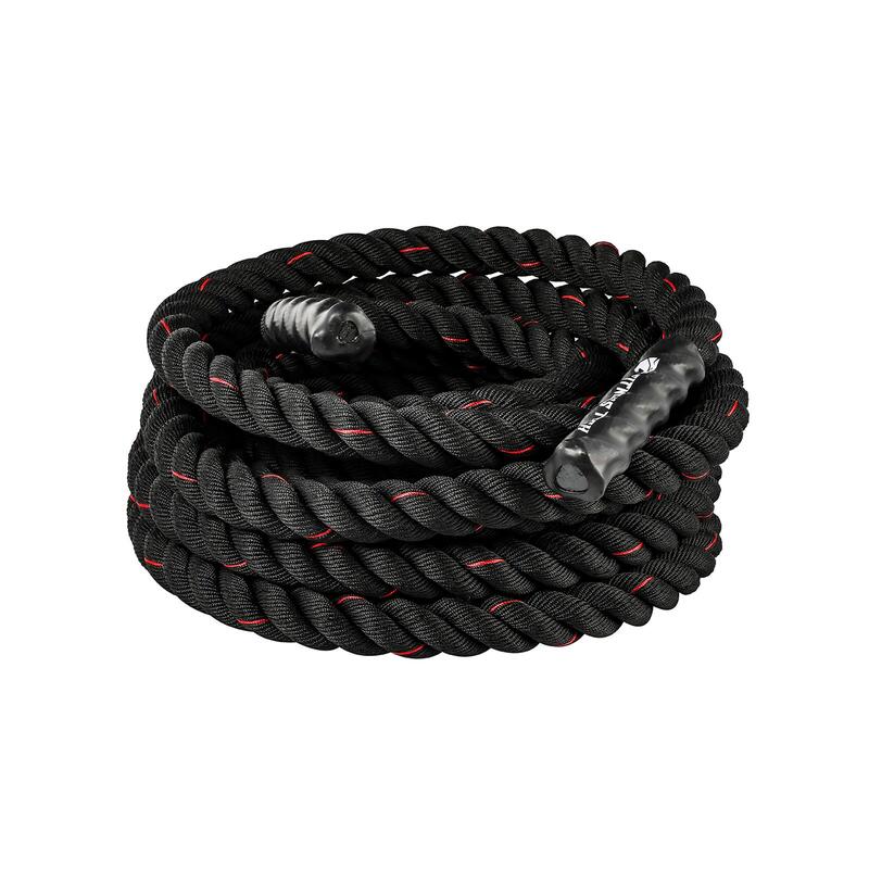 Corde de Combat 12m x 50mm 13kg Noire et Rouge Fitness Tech