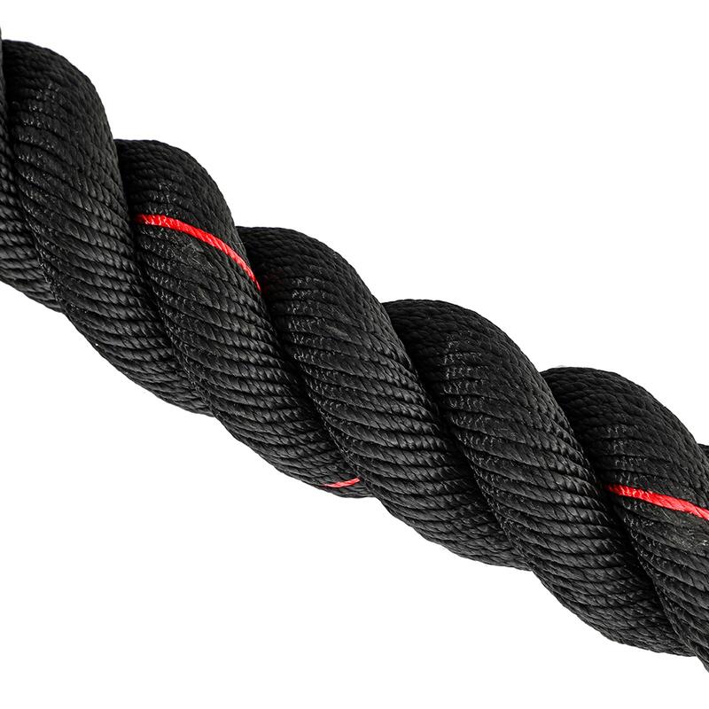 Corde de Combat 12m x 50mm 13kg Noire et Rouge Fitness Tech